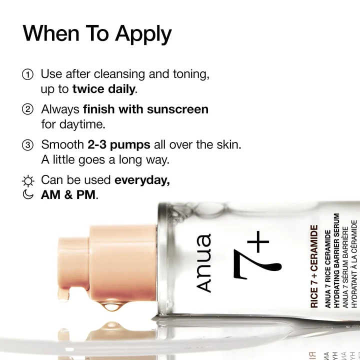 Anua 7+ Rice Ceramide Hydrating Barrier Serum 50ml - Imagen 5
